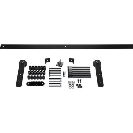 Ekena Millwork Economy Straight Strap Barn Door Hardware Set & Silent Rollers for 1 3/8" to 1 3/4" Doors GB6008H4BL